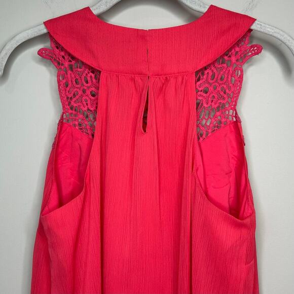 NWT Banana Republic Factory Pink Sleeveless Shirt Size S Crochet Lace - Picture 8 of 9